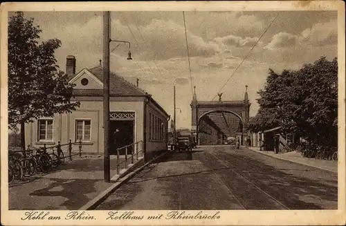 Ak Kehl am Rhein Ortenaukreis Baden Württemberg, Zollhaus mit Rheinbrücke