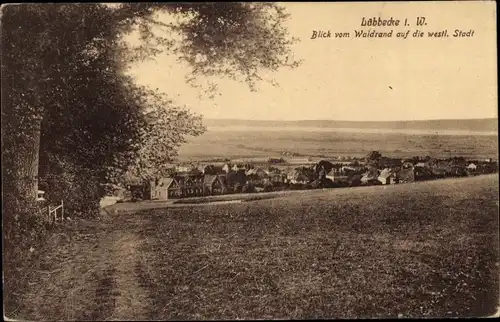 Ak Lübbecke in Ostwestfalen, Blick vom Waldrand auf die westl. Stadt 