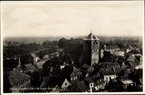 Ak Stade in Niedersachsen, Stadtbild mit St. Wilhadi Kirche