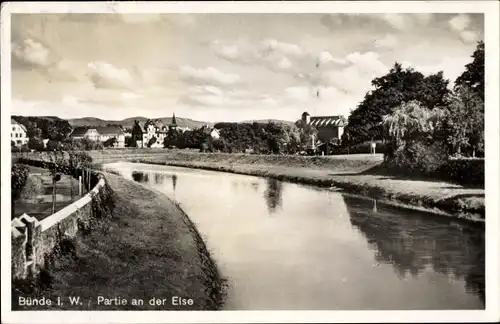 Ak Bünde im Kreis Herford, Partie an der Else, Teilansicht der Ortschaft