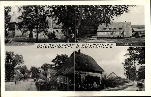Ak Bliedersdorf in Niedersachsen, Kirche, Schule, Dorfansichten