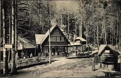 Ak Uttewalde Lohmen im Elbsandsteingebirge, Restaurant Waldidylle im Uttewalder Grund