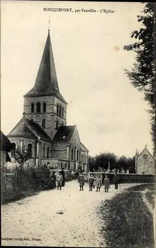 Ak Rocquefort Seine Maritime, L'èglise, Blick auf die Kirche 