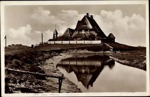 Ak Hallig Hooge in Nordfriesland, Kirchwarf, Panorama vom Ort