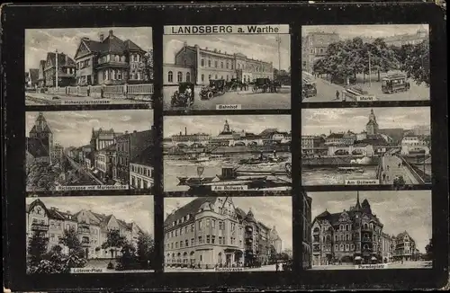 Ak Gorzów Wielkopolski Landsberg Warthe Ostbrandenburg, Bahnhof, Bollwerk, Richtstraße, Lützowplatz