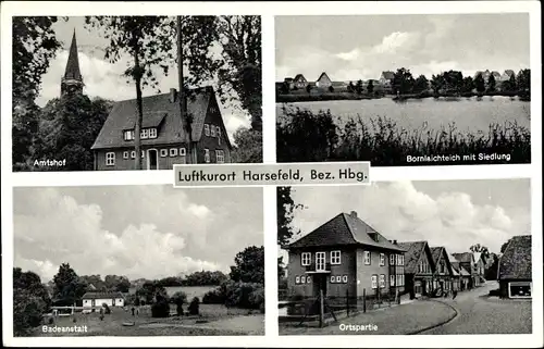 Ak Harsefeld im Kreis Stade, Amtshof, Badeanstalt, Ortspartie, Bornlaichteich