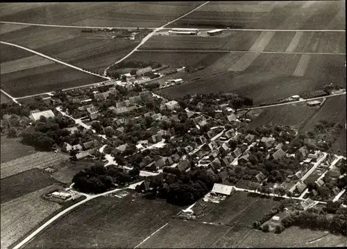 Ak Oevenum auf der Insel Föhr, Fliegeraufnahme vom Ort, Felder