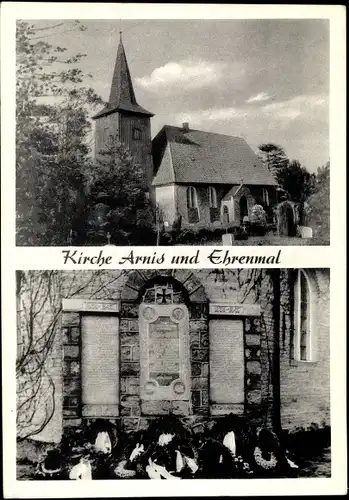 Ak Arnis in Schleswig Holstein, Kirche und Ehrenmal