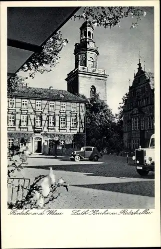 Ak Rinteln an der Weser Kreis Schaumburg, Luth. Kirche und Ratskeller