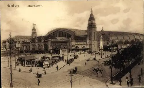 Ak Hamburg Mitte Altstadt, Hauptbahnhof, Außenansicht