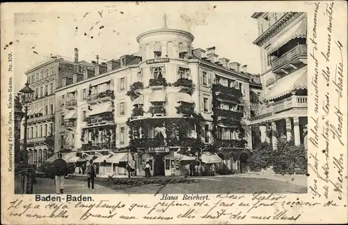 Ak Baden Baden im Stadtkreis Baden Württemberg, Haus Reichert, Straßenpartie