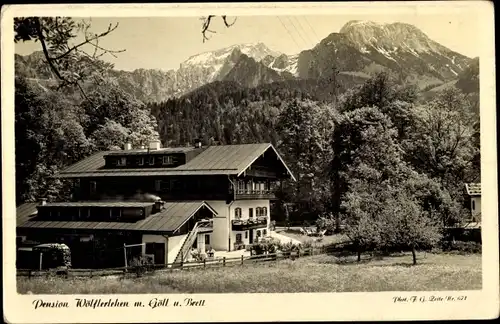 Ak Schönau am Königssee, Pension Wölflerlehen mit Göll und Brett, Bes. Franz Weindl sen.