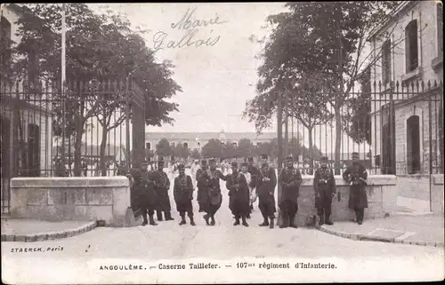 Ak Angoulême Charente, Caserne Tailleter, 107me régiment d'Infanterie