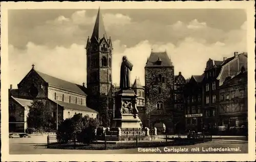 Ak Lutherstadt Eisenach in Thüringen, Carlsplatz mit Lutherdenkmal