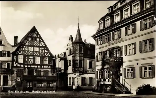 Ak Bad Kissingen Unterfranken Bayern, Partie am Markt, Hotel Wittelsbach, Weinstube