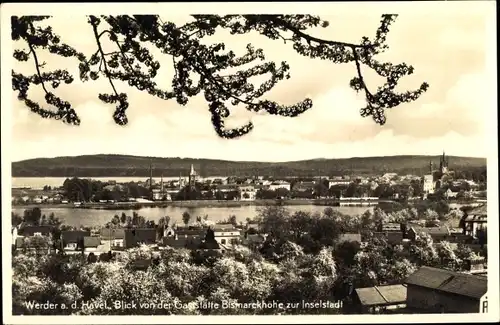 Ak Werder an der Havel, Blick von der Gaststätte Bismarckhöhe zur Inselstadt 