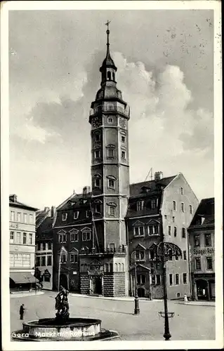 Ak Gera in Thüringen, Markt mit Rathaus, Geschäft Arthur Merz