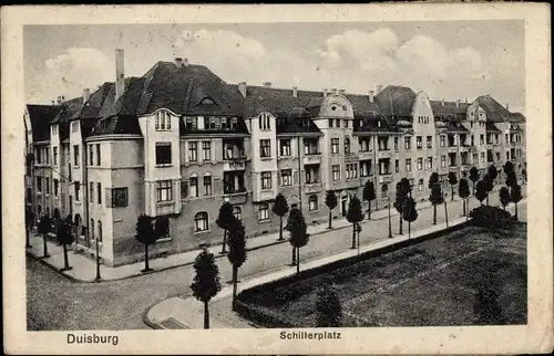 Ak Duisburg im Ruhrgebiet, Partie am Schillerplatz