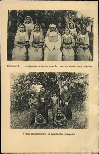 Ak Fidschi, Kubuna, Religieuses indigènes sous la direction d'une soeur blanche, Missionare 