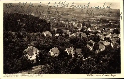 Ak Gernrode Quedlinburg im Harz, Villen am Osterberg, Panorama vom Ort