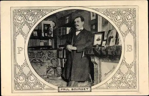 Passepartout Ak Französischer Schriftsteller Paul Bourget, Portrait