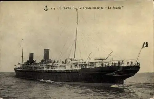 Ak Le Havre Seine Maritime, Le Transatlantique La Savoie, Paquebot, CGT, Passagierdampfer
