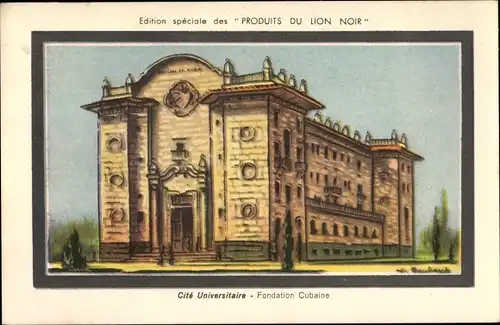 Künstler Ak Paris, Cité Universitaire, Fondation Cubaine, Produits du Lion Noir