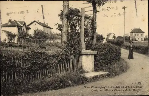 Ak Champagne au Mont d'Or Rhone, Quelques villas, Chemin de la Mairie