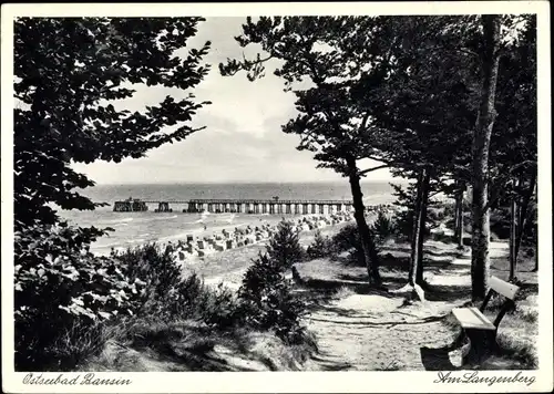 Ak Ostseebad Bansin Heringsdorf auf Usedom, Am Langenberg, Blick zum Strand