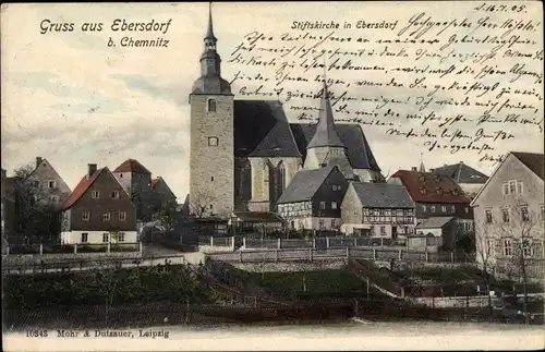 Ak Ebersdorf Chemnitz in Sachsen, Blick auf die Stiftskirche