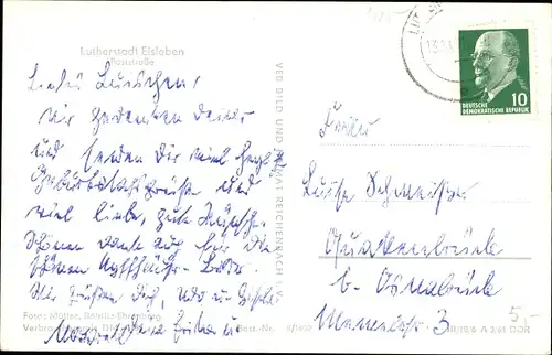 Ak Lutherstadt Eisleben in Sachsen Anhalt, Poststraße