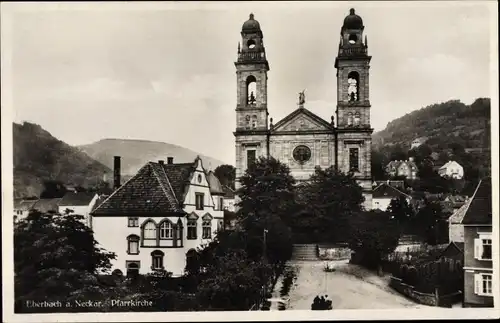 Ak Eberbach im Rhein Neckar Kreis, Pfarrkirche, Außenansicht