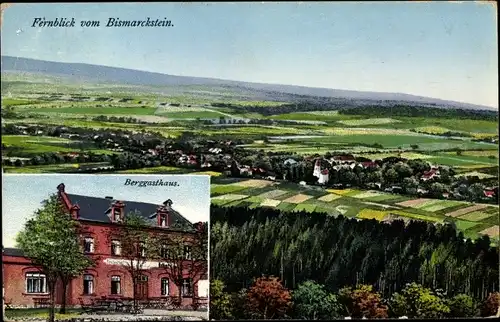 Ak Sohland am Rotstein Reichenbach in der Oberlausitz, Fernblick vom Bismarckstein, Berggasthaus
