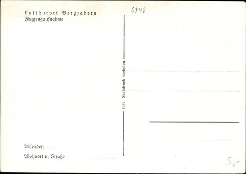 Ak Bad Bergzabern im Kreis Südliche Weinstraße, Fliegeraufnahme vom Ort