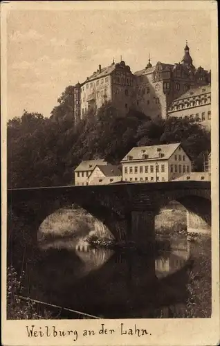 Ak Weilburg im Lahntal, Brücke, Blick zum Schloss