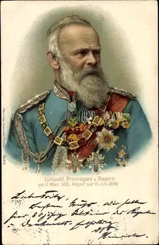 Glitzer Litho Prinzregent Luitpold von Bayern, Portrait
