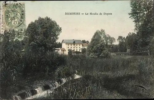 Ak Nemours Seine et Marne, Le Moulin de Doyers, Blick zu einer Mühle