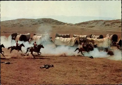 Ak Szene aus dem Film Unter Geiern, Die Geier greifen an, Pferde, Indianer, Rialto, Constantin