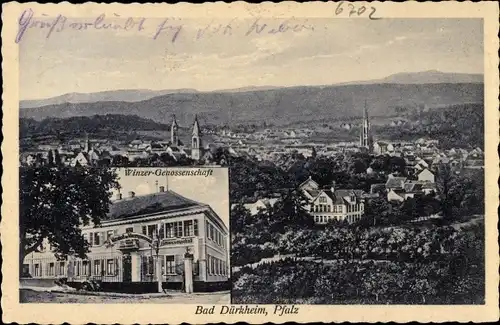 Ak Bad Dürkheim am Pfälzerwald, Winzer Genossenschaft, Stadtpanorama