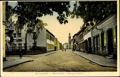 Ak Germersheim in der Rheinebene Rheinland Pfalz, Marktstraße, Rue du Marché, Café