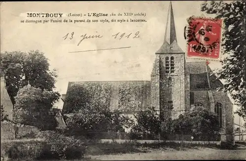 Ak Montbouy Loiret, L'Eglise, Außenansicht der Kirche