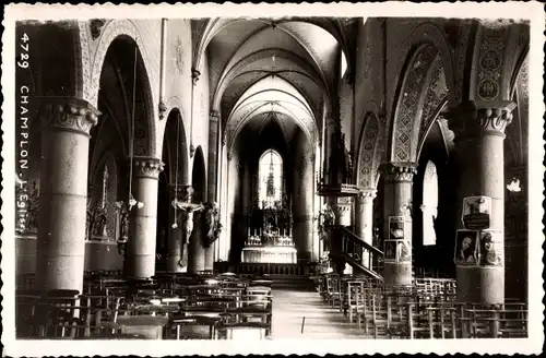 Ak Champlon Tenneville Wallonien Luxemburg, Vue intérieure de l'église