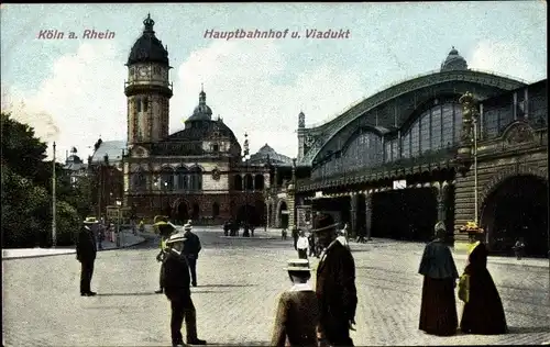 Ak Köln am Rhein, Partie am Hauptbahnhof und Viadukt