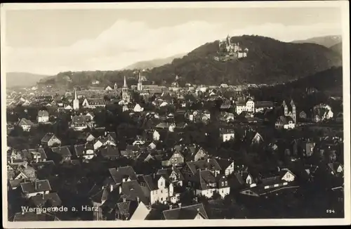 Ak Wernigerode am Harz, Blick auf den Ort