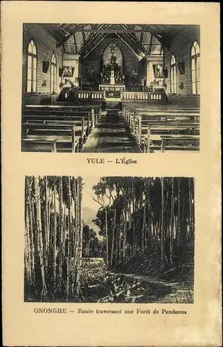 Ak Yule Papua Neuguinea, L'Église, Ononghe, Route traversant une Forêt de Pandanus