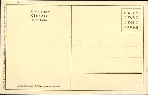 Künstler Ak von Bergen, Claus, Die Lieblinge, Mädchen spielt mit Küken