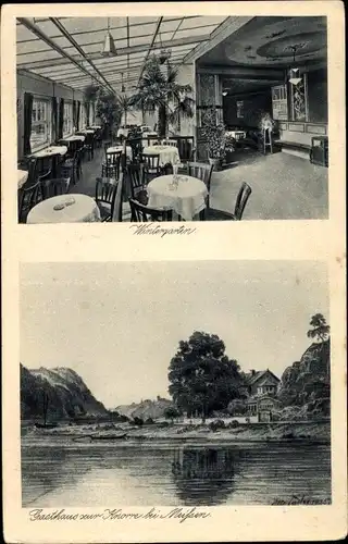 Ak Meißen in Sachsen, Gasthaus zur Knorre, Bes. Erich Tamme, Wintergarten 