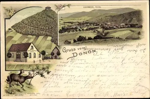 Litho Grandfontaine Elsass Bas Rhin, Gruß vom Donon, Schirmeck