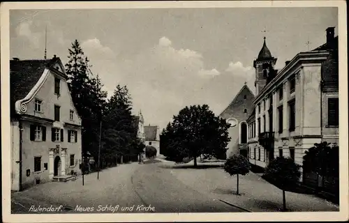 Ak Aulendorf im Schussental Baden Württemberg, Neues Schloss und Kirche