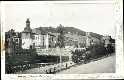 Ak Freiburg im Breisgau Baden Württemberg, Blick nach der Schwabentorbrücke